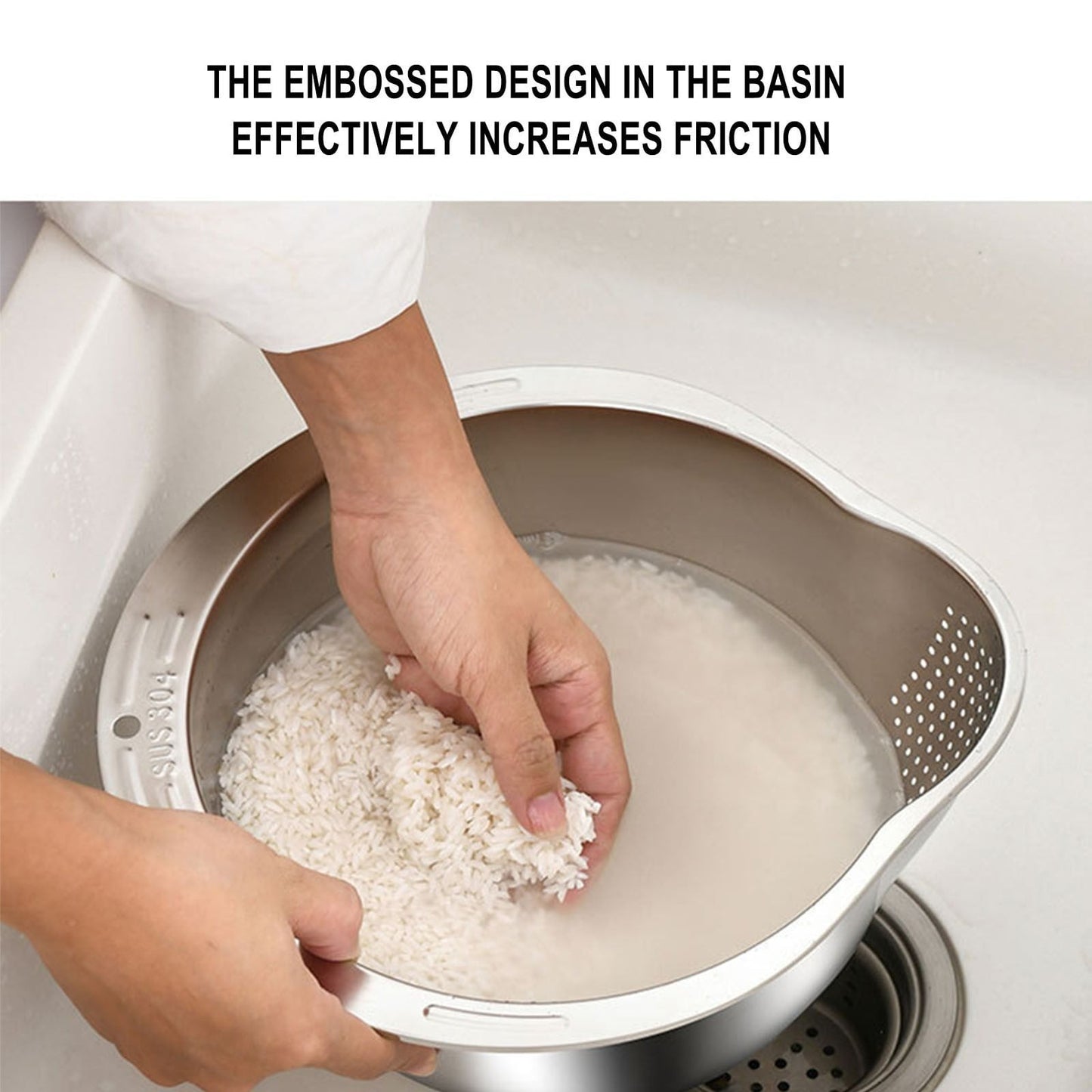 Bol de Lavage en Acier Inoxydable 4-en-1