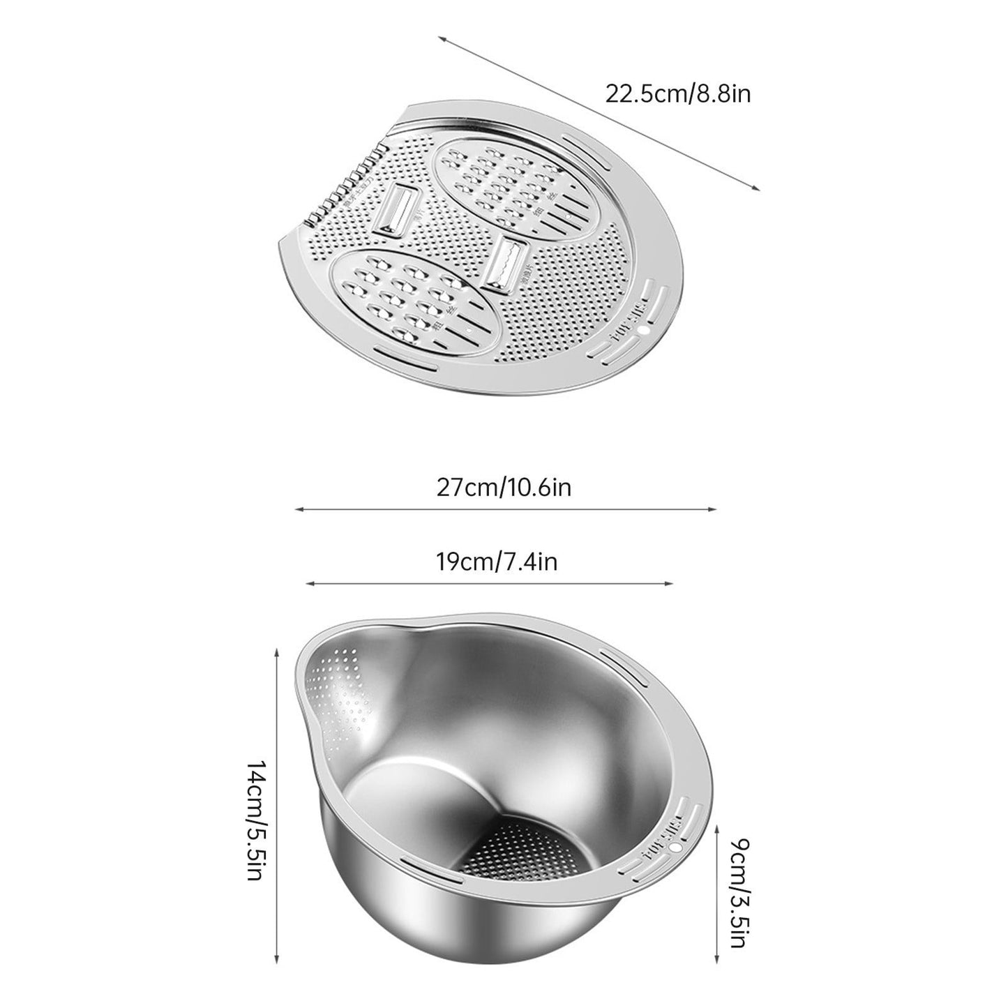 Bol de Lavage en Acier Inoxydable 4-en-1